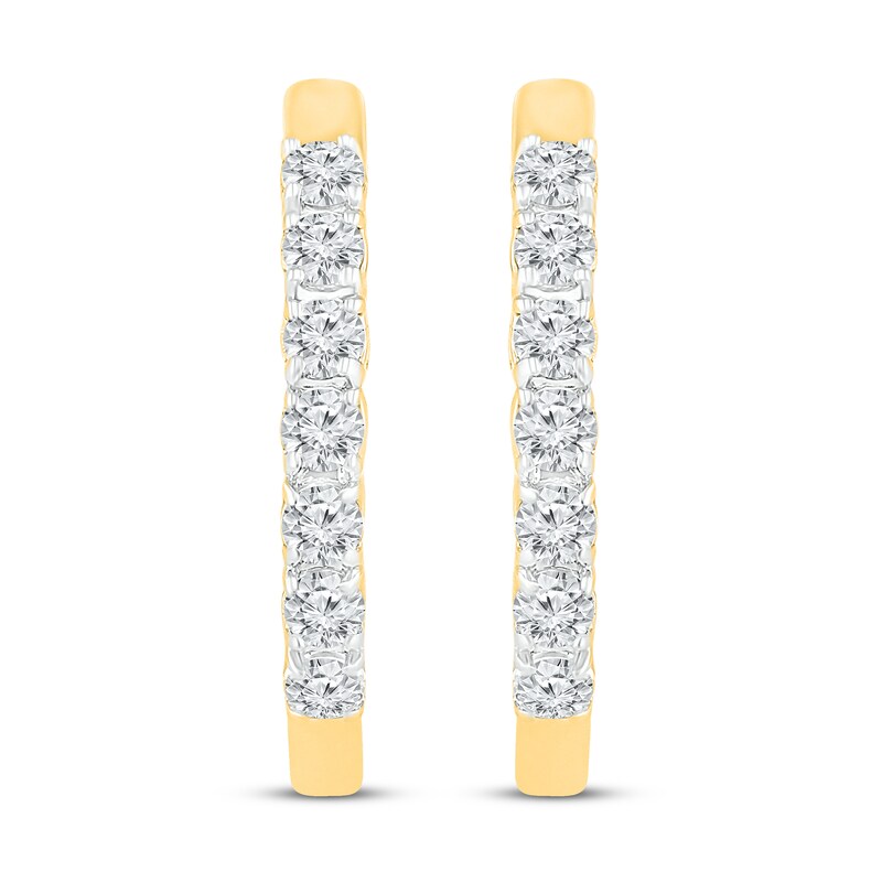 Main Image 3 of Diamond Hoop Earrings 1/2 ct tw 10K Yellow Gold