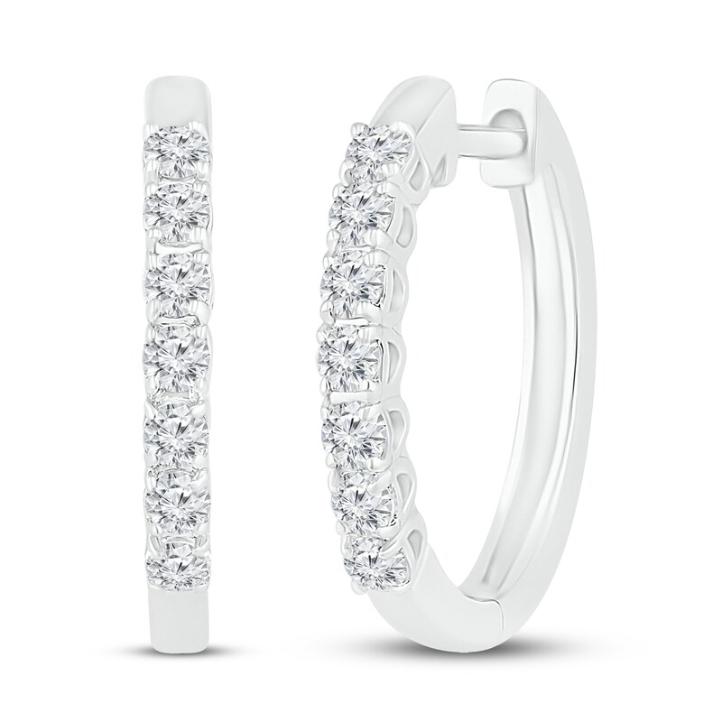 Main Image 1 of Diamond Hoop Earrings 1/2 ct tw 10K White Gold