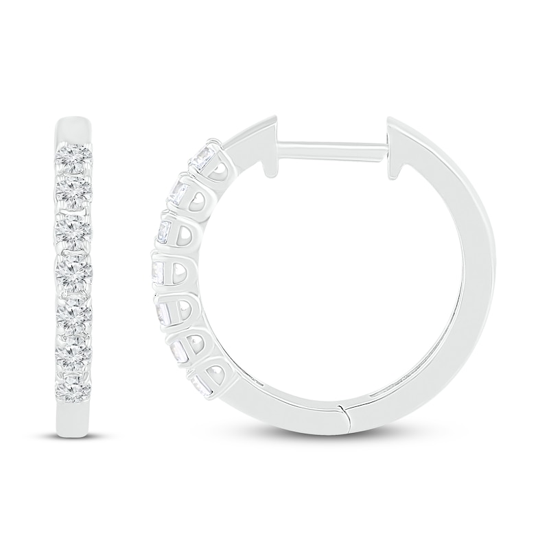 Main Image 2 of Diamond Hoop Earrings 1/2 ct tw 10K White Gold