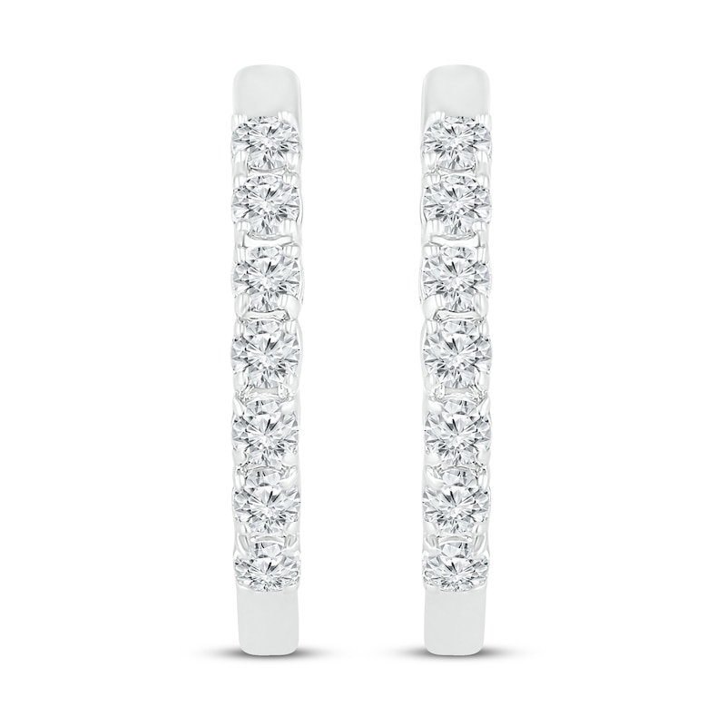 Main Image 3 of Diamond Hoop Earrings 1/2 ct tw 10K White Gold