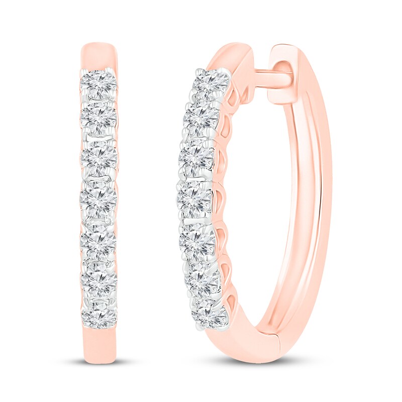 Diamond Hoop Earrings 1/2 ct tw 10K Rose Gold