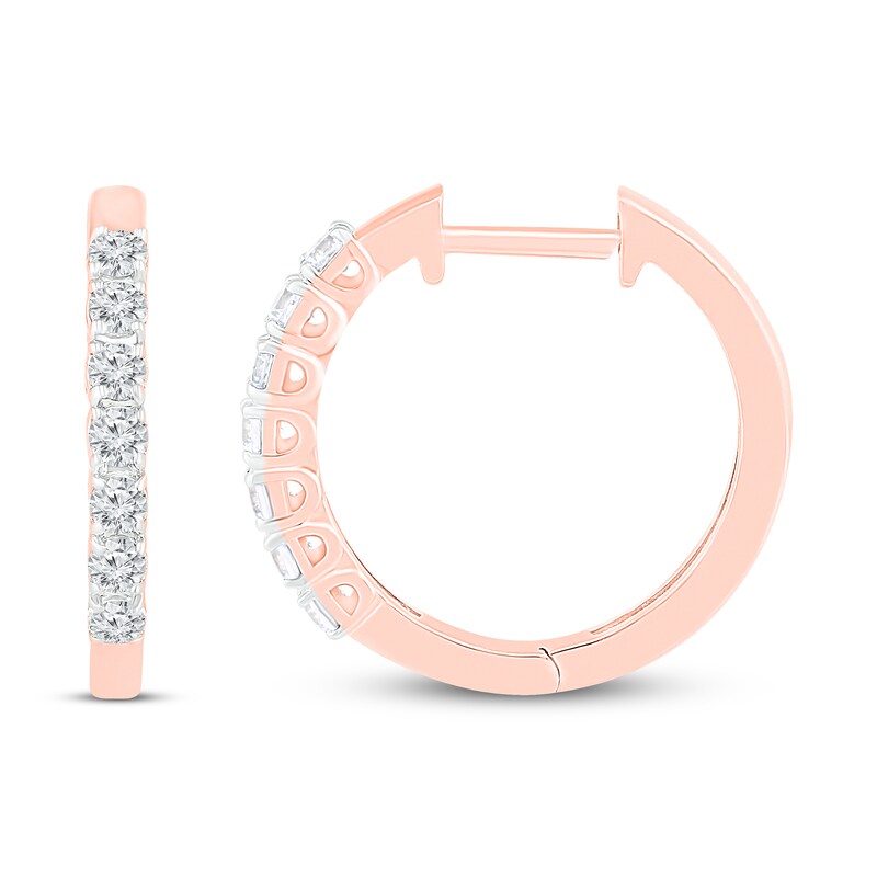 Diamond Hoop Earrings 1/2 ct tw 10K Rose Gold