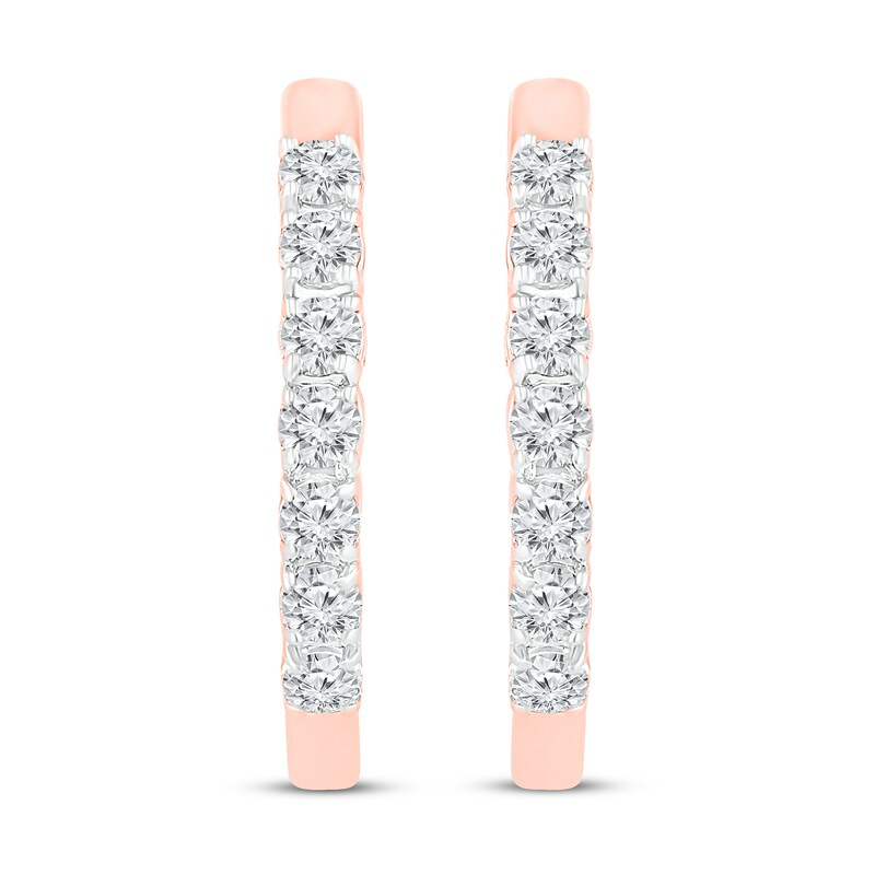 Diamond Hoop Earrings 1/2 ct tw 10K Rose Gold