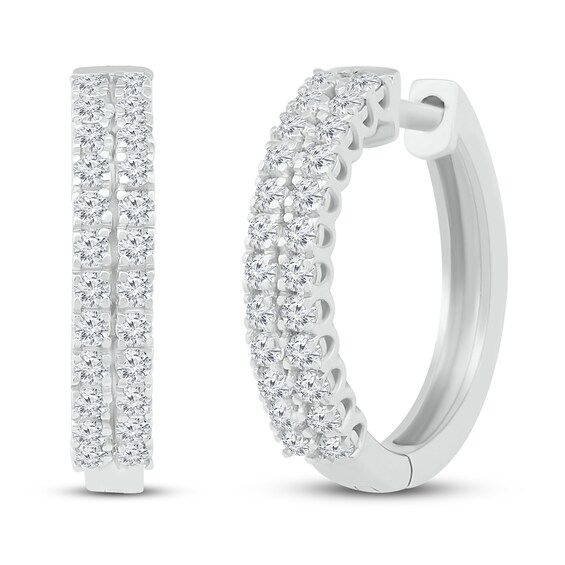 Diamond Hoop Earrings 1/2 ct tw 10K White Gold