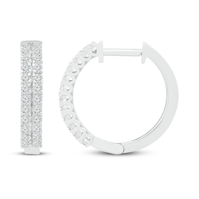 Main Image 2 of Diamond Hoop Earrings 1/2 ct tw 10K White Gold