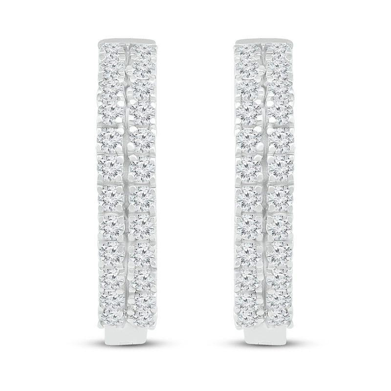 Main Image 3 of Diamond Hoop Earrings 1/2 ct tw 10K White Gold