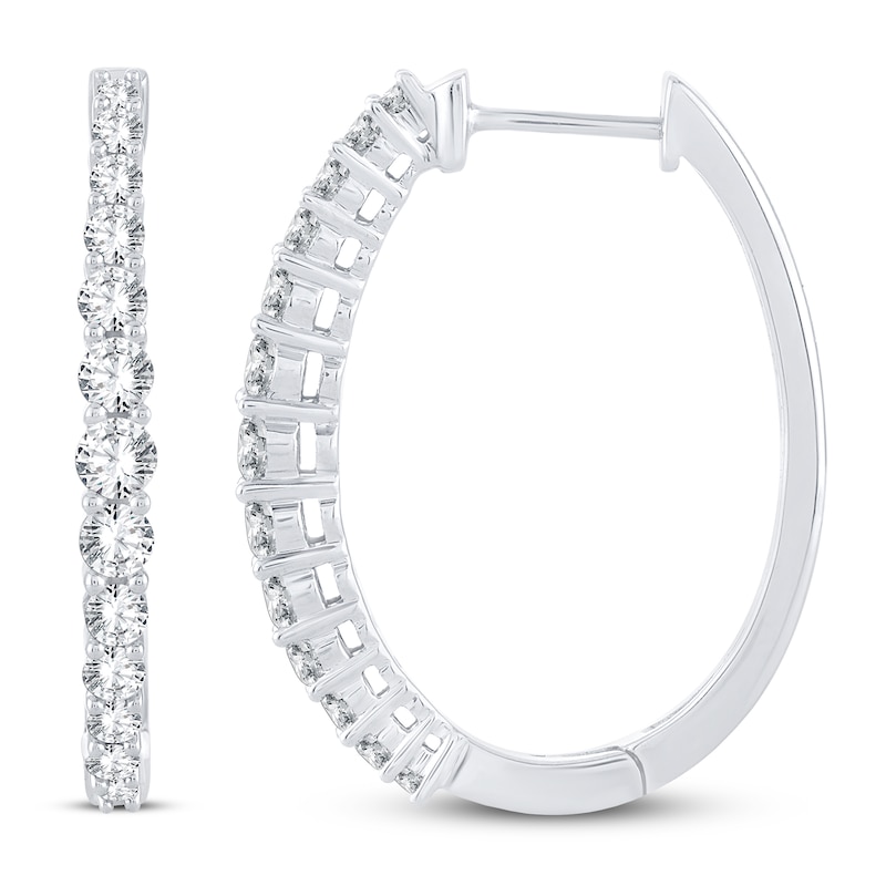 Main Image 2 of Diamond Hoop Earrings 1 ct tw 14K White Gold