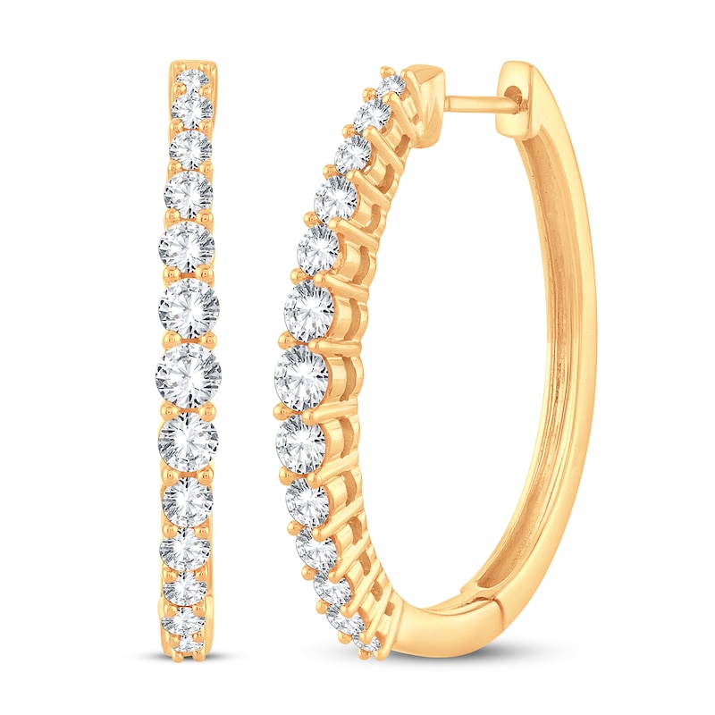 Main Image 1 of Diamond Hoop Earrings 1 ct tw 14K Yellow Gold