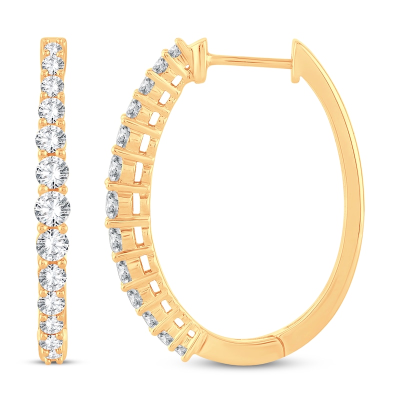 Main Image 2 of Diamond Hoop Earrings 1 ct tw 14K Yellow Gold