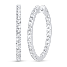 Diamond Hoop Earrings 3 ct tw 14K White Gold