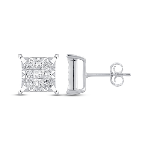 Diamond Stud Earrings 3/4 ct tw 10K White Gold