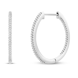 Diamond Hoop Earrings 1/4 ct tw 10K White Gold