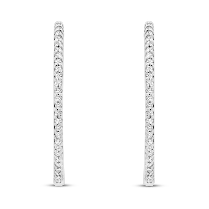 Main Image 3 of Diamond Hoop Earrings 1/4 ct tw 10K White Gold