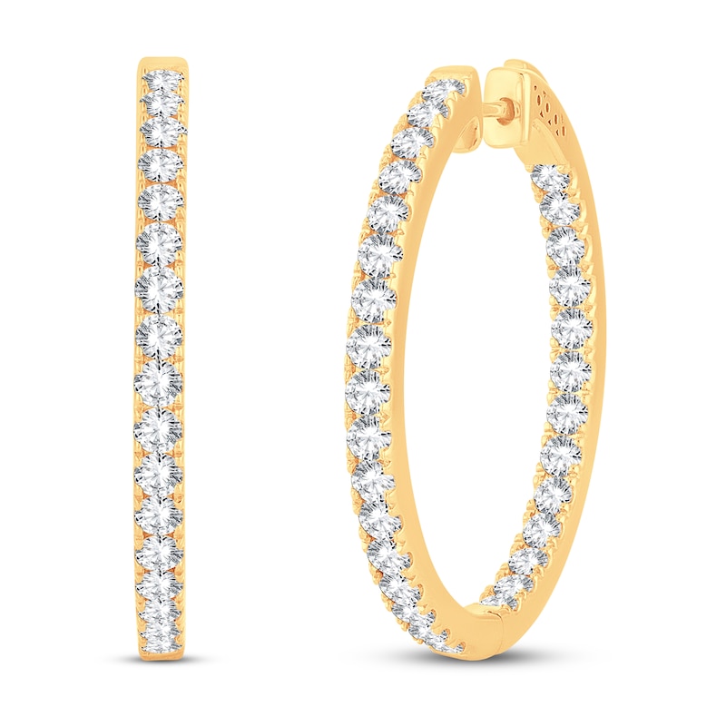 Main Image 1 of Diamond Hoop Earrings 3 ct tw 14K Yellow Gold