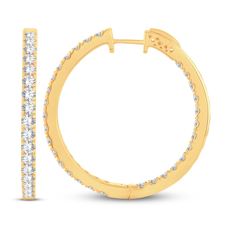 Main Image 2 of Diamond Hoop Earrings 3 ct tw 14K Yellow Gold