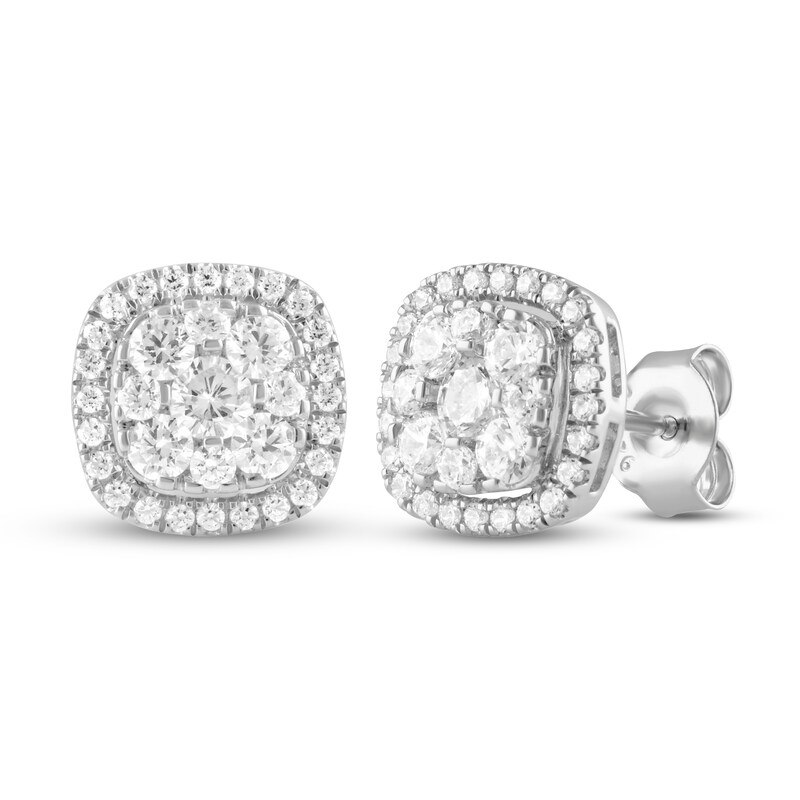 Diamond Stud Earrings 1 ct tw Round-cut 10K White Gold
