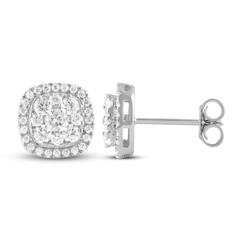 Diamond Stud Earrings 1 ct tw Round-cut 10K White Gold