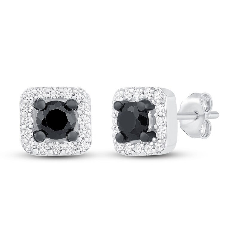 Black and White Diamond Earrings 5/8 ct tw Sterling Silver