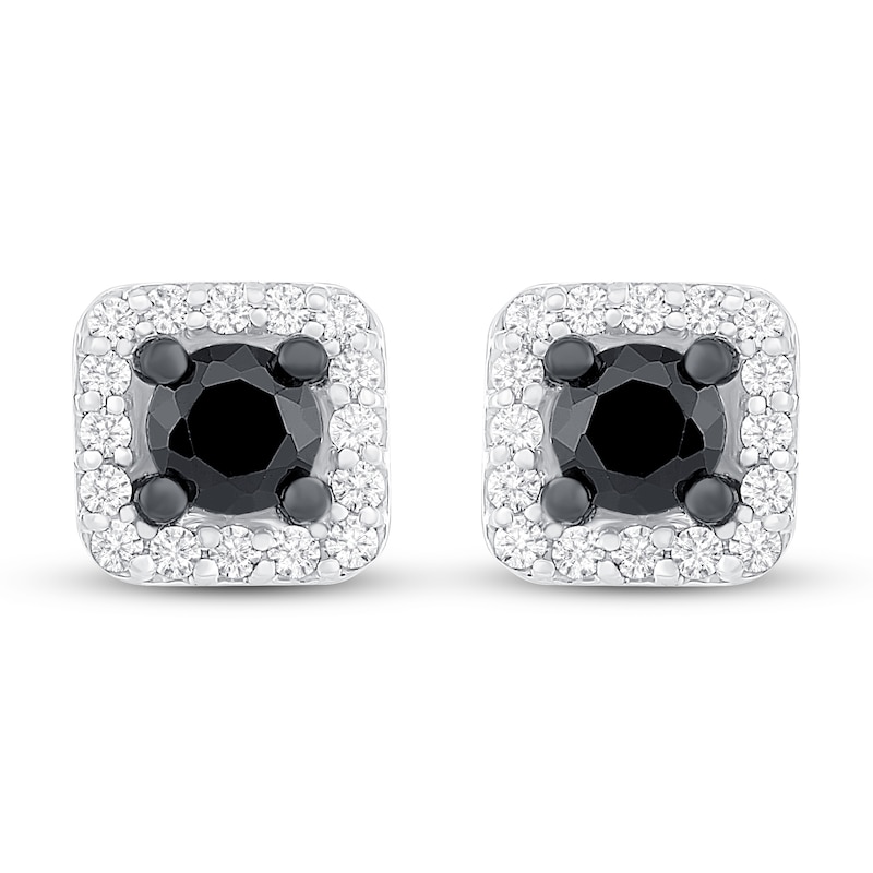 Black and White Diamond Earrings 5/8 ct tw Sterling Silver