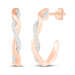 Diamond Hoop Earrings 1/10 ct tw Round-cut 10K Rose Gold