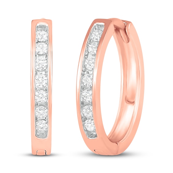 Diamond Hoop Earrings 1/6 ct tw 10K Rose Gold