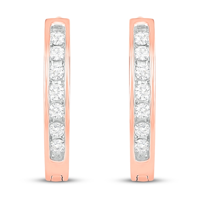 Main Image 3 of Diamond Hoop Earrings 1/6 ct tw 10K Rose Gold