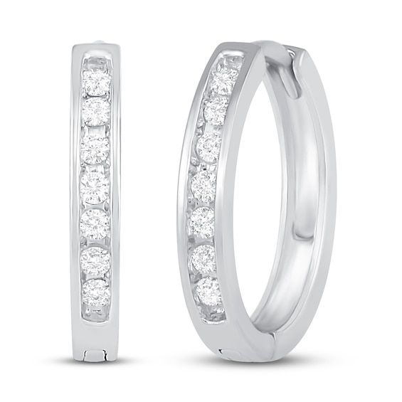 Diamond Hoop Earrings 1/6 ct tw 10K White Gold
