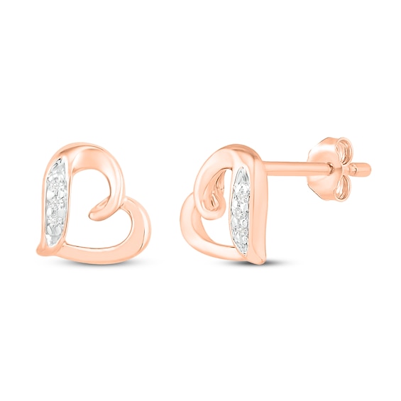 Diamond Heart Earrings 10K Rose Gold