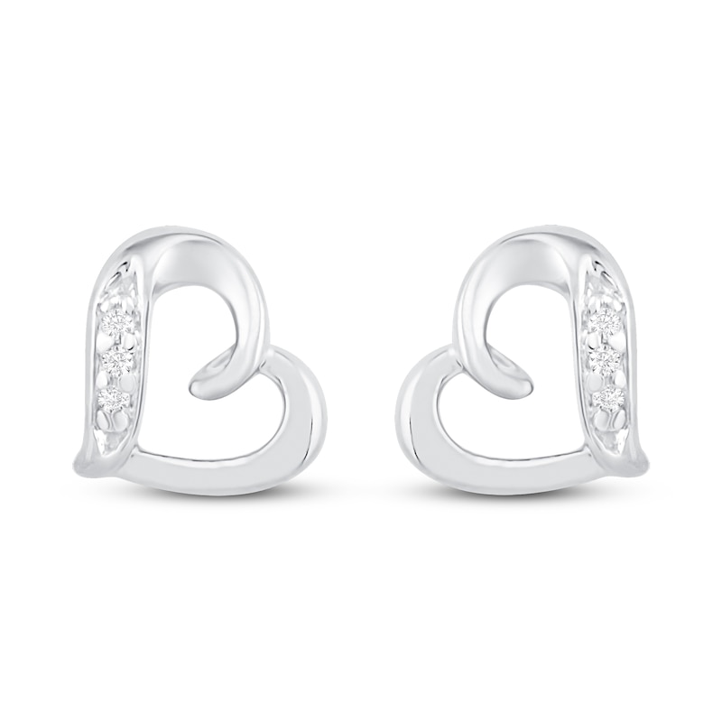 Diamond Heart Earrings 10K White Gold