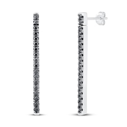 Black Diamond Dangle Earrings 3/8 ct tw Sterling Silver