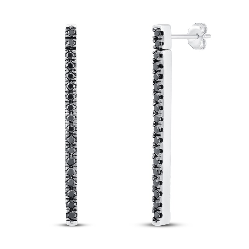 Main Image 1 of Black Diamond Dangle Earrings 3/8 ct tw Sterling Silver