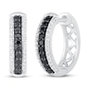 Black and White Diamond Hoop Earrings 1/2 ct tw Sterling Silver