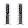 Black and White Diamond Hoop Earrings 1/2 ct tw Sterling Silver