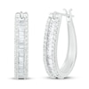 Thumbnail Image 1 of Diamond Hoop Earrings 1 ct tw Round & Baguette 10K White Gold