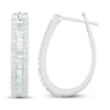 Thumbnail Image 2 of Diamond Hoop Earrings 1 ct tw Round & Baguette 10K White Gold
