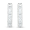Thumbnail Image 3 of Diamond Hoop Earrings 1 ct tw Round & Baguette 10K White Gold
