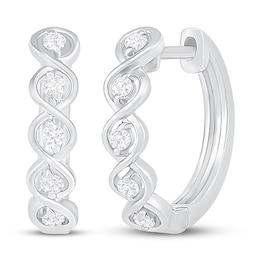 Diamond Hoop Earrings 1/10 ct tw Round-cut Sterling Silver