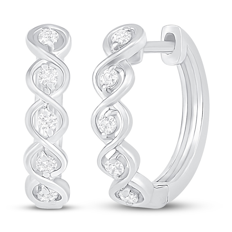 Diamond Hoop Earrings 1/10 ct tw Round-cut Sterling Silver