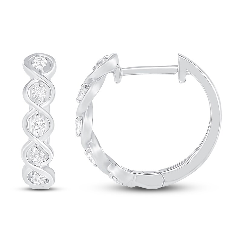 Diamond Hoop Earrings 1/10 ct tw Round-cut Sterling Silver
