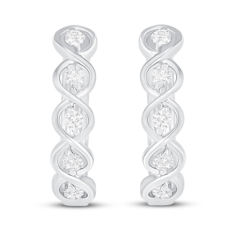 Diamond Hoop Earrings 1/10 ct tw Round-cut Sterling Silver