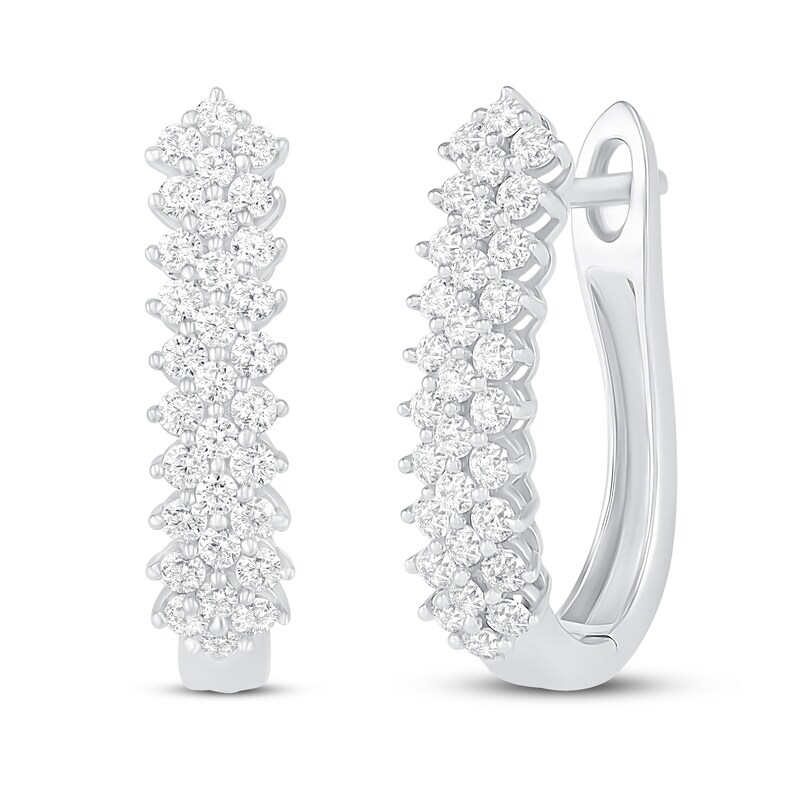 Diamond Hoop Earrings 1 ct tw Round-cut 10K White Gold