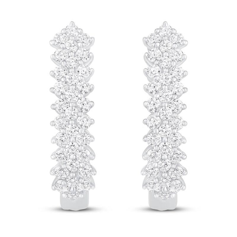 Diamond Hoop Earrings 1 ct tw Round-cut 10K White Gold