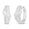 Thumbnail Image 1 of Diamond Hoop Earrings 1/2 ct tw Round & Baguette Sterling Silver