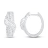 Thumbnail Image 2 of Diamond Hoop Earrings 1/2 ct tw Round & Baguette Sterling Silver