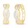 Thumbnail Image 1 of Diamond Hoop Earrings 1/2 ct tw Round & Baguette 10K Yellow Gold