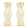 Thumbnail Image 3 of Diamond Hoop Earrings 1/2 ct tw Round & Baguette 10K Yellow Gold