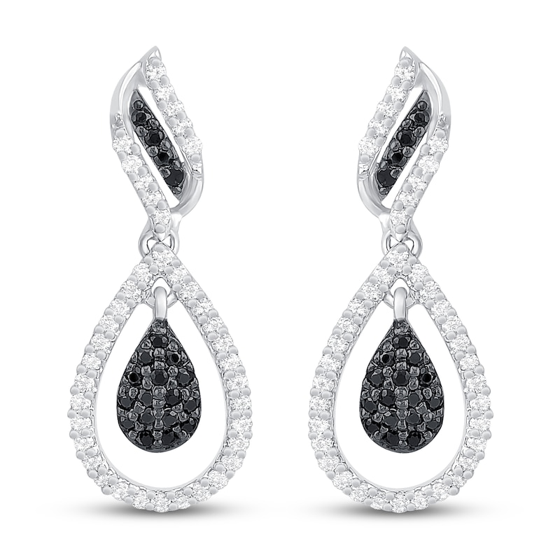 Main Image 3 of Black & White Diamond Earrings 1/2 ct tw Sterling Silver