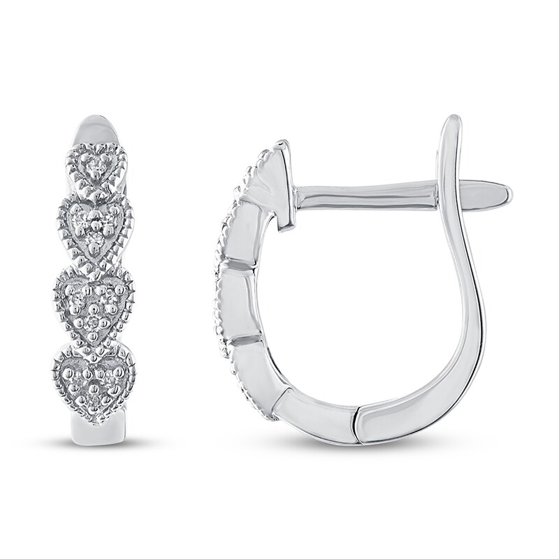 Main Image 2 of Diamond Hoop Earrings 1/20 ct tw Round-cut Sterling Silver