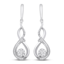 Diamond Dangle Earrings 1/5 ct tw Round-cut Sterling Silver