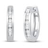 Thumbnail Image 1 of Diamond Huggie Hoop Earrings 1/8 ct tw Round-cut 10K White Gold